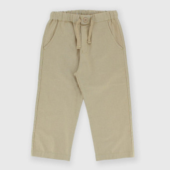Pantalone in cotone-lino da bambino, beige