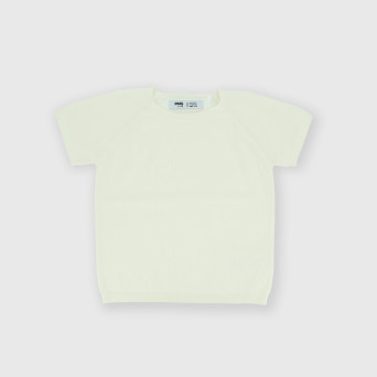 Pull en coton manches courtes  garçon, blanc