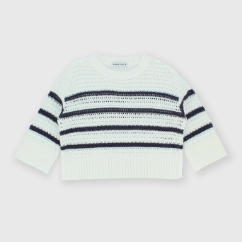 Pullover in cotone da bambina, bianco