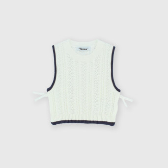 Gilet in cotone da bambina, bianco
