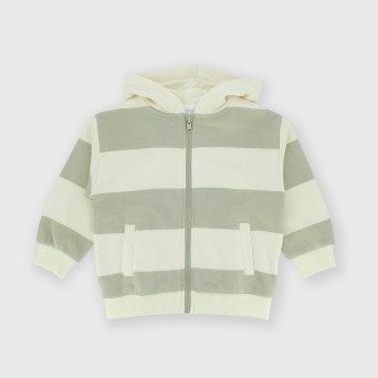 Boy's opened sweat-shirt with hat, brown