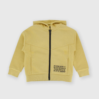 Felpa aperta con cappuccio da bambino, giallo