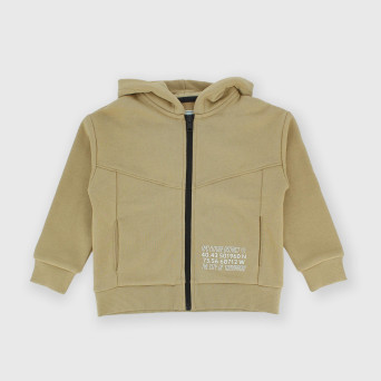 Felpa aperta con cappuccio da bambino, beige