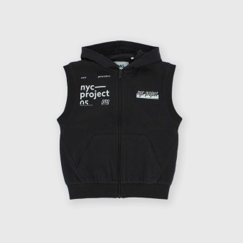 Gilet aperto in Jersey pesante con cappuccio da bambino, grigio