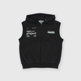 Gilet aperto in Jersey pesante con cappuccio da bambino, grigio