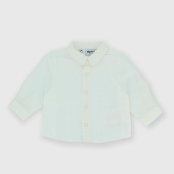 Camicia in cotone-lino da neonato, bianco