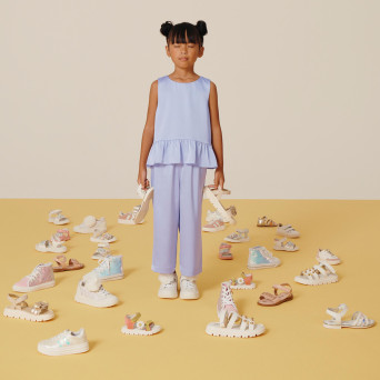 Completo due pezzi da bambina, rosa