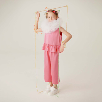 Completo due pezzi da bambina, rosa