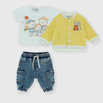 Completo tre pezzi da neonato, giallo