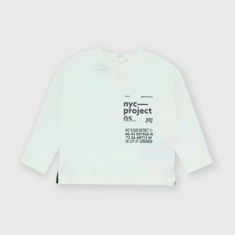 Langarm Jersey-T-shirt für Jungen, weiss.