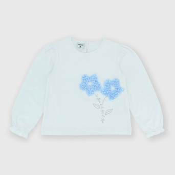 Langarm Jersey-T-shirt für Mädchen, weiss.