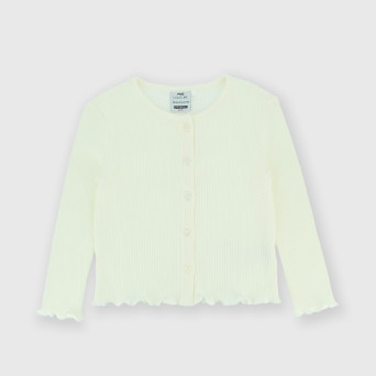 Gerippte Strickjacke für Mädchen, weiss