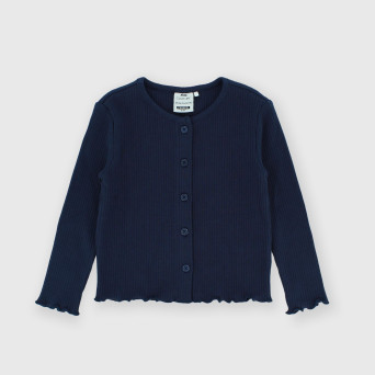 Gerippte Strickjacke für Mädchen, blau