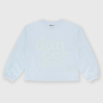 Langarm Jersey-T-shirt für Mädchen, weiss.