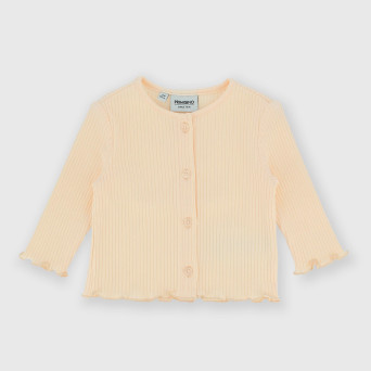 Gerippte Strickjacke für Neugeborene, rosa