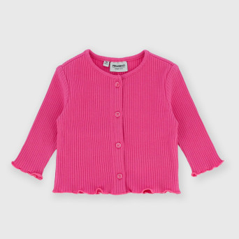 Gerippte Strickjacke für Neugeborene, rosa