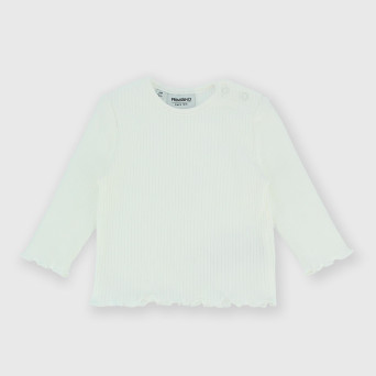 Geripptes Langarm T-shirt für Neugeborene, weiss