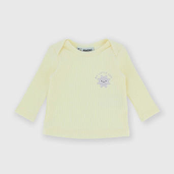 Langarm, geripptes T-shirt für Neugeborene, beige.