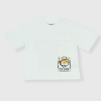 T-shirt in piquet da bambino, bianco
