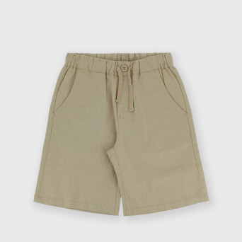 Bermuda in cotone-lino da bambino, beige