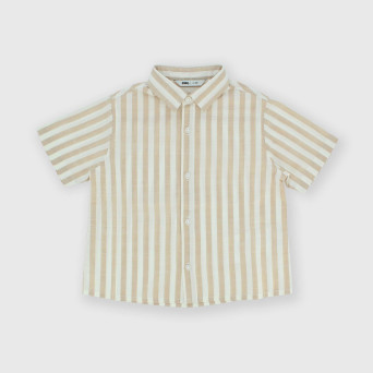 Camicia in cotone a maniche corte da bambino, beige