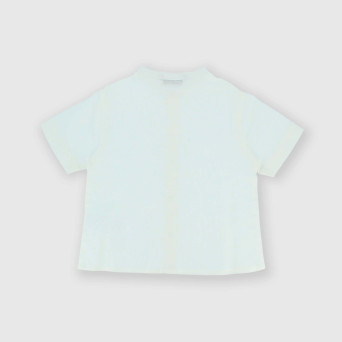 Camicia in cotone-lino a maniche corte da bambino, bianco
