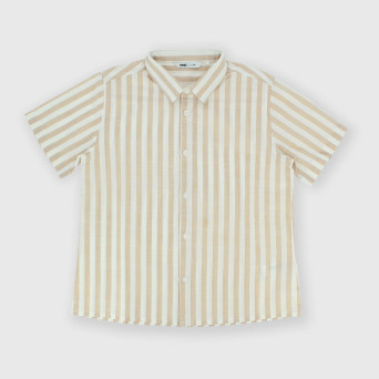 Camicia in cotone a maniche corte da bambino, beige