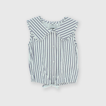 Blusa in cotone giromanica da bambina, blu
