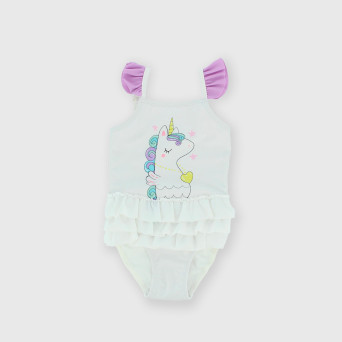 Costume intero da bambina, bianco