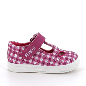 Scarpe da bambina fuxia e bianco con strap