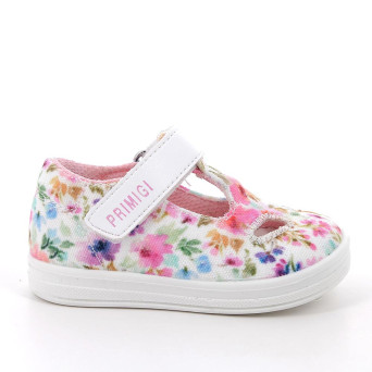 Scarpe da bambina bianco e rosa con strap