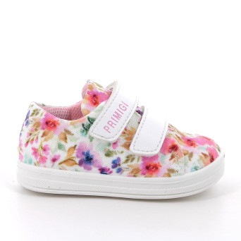 Scarpe da bambina bianco e rosa con strap