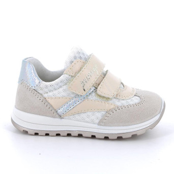 MÄDCHEN SNEAKER WEISS UND BEIGE MIT VELCRO