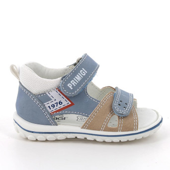 Sandale pour garçon bleu clair et beige avec velcro
