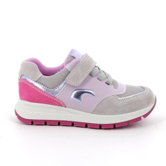 MÄDCHEN SNEAKER GRAU UND VIOLETT MIT VELCRO