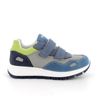 Sneaker pour garçon gris et bleu clair avec velcro