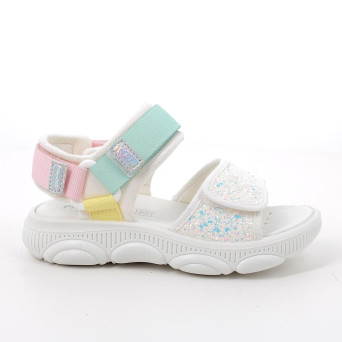 Sandals for girls white and turquoise with velcro