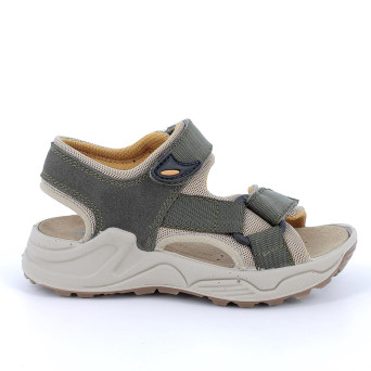 Sandali da bambino beige e verde con strap