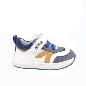 JUNGE SNEAKER WEISS UND BLAU MIT VELCRO