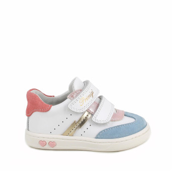 MÄDCHEN SNEAKER WEISS UND ROSA MIT VELCRO