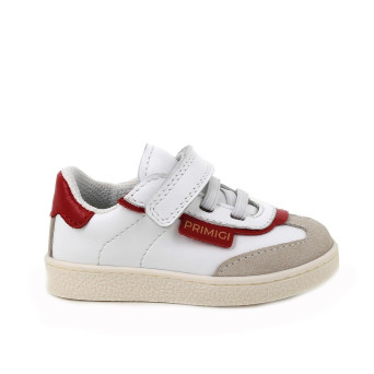 Deportivo para niño blanco y rojo con velcro