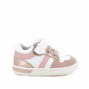 Sneakers for girls white and pink with velcro