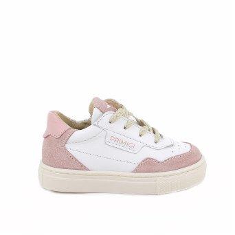 Sneakers da bambina bianco e rosa con zip