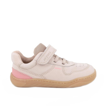 Sneakers da bambina beige e rosa con strap