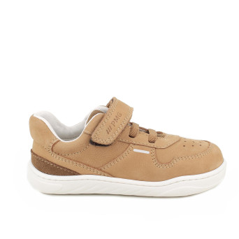 Sneakers da bambino giallo e marrone con strap