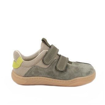 Sneakers da bambino verde e beige con strap