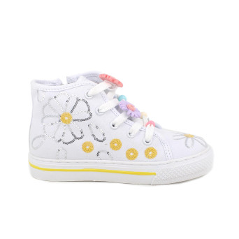 Sneakers da bambina bianco con zip