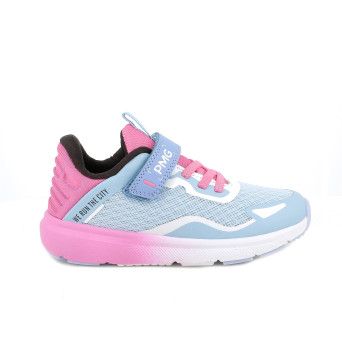 Sneakers da bambina celeste con strap
