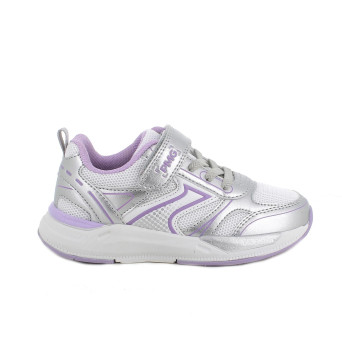 MÄDCHEN SNEAKER SILBER UND VIOLETT MIT VELCRO
