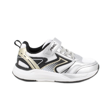 MÄDCHEN SNEAKER SILBER UND SCHWARZ MIT VELCRO